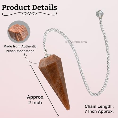 Image of Peach Moonstone Pendulum Dowsing Tool - Natural Crystal Pendulum for Spiritual Guidance - Premium Dowser Pendulum for Accurate Divination and Energy Healing - Perfect for Energy Healing and Chakra Balancing - Handcrafted with Precision and Elegance