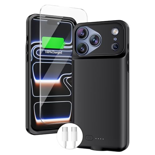 BOPPS Battery Case for iPhone 17 Pro with Carplay2026 New Slim Powerful 8500mAh Portable Charger Case 360Protection Rechargeable Extended Charging case for iPhone 17 ProBlack