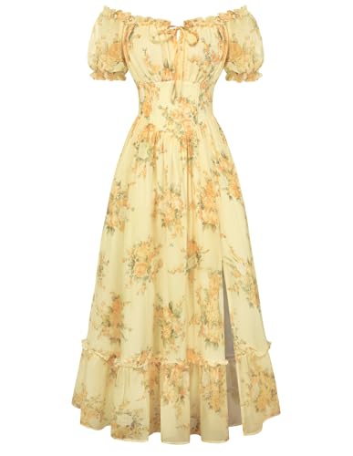 Scarlet Darkness Floral Corset Dress Women 2026 Summer Cottagecore Flowy Dresses Yellow Floral M
