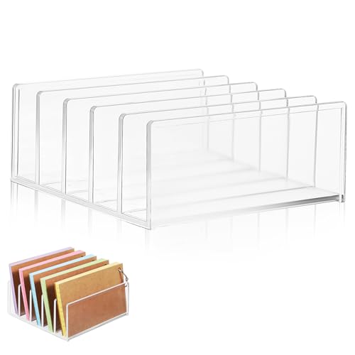 DOITOOL Transparent Multi Functional Office Bookend Storage Rack for Desktop Organization Simple Design for Books Magazines and Documents for Home and Office Use
