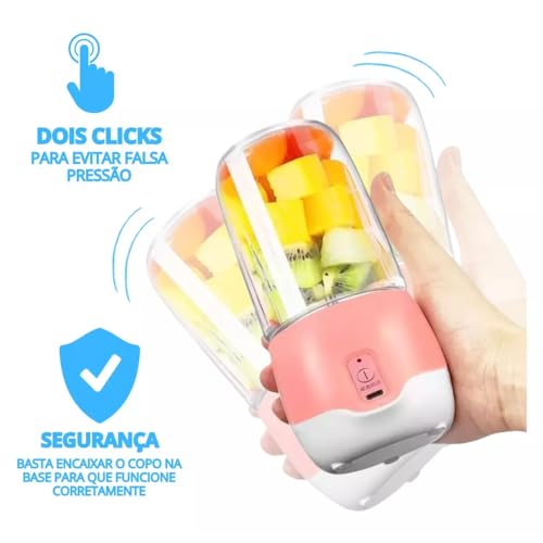 Liquidificador Individual Misturador Portátil Mini Mixer Garrafa Copo Recarregável 4 Lâminas Tritura
