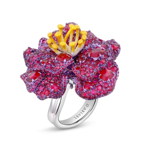 Ruby Hibiscus 3.22 Carat Ruby Ring in 18K White Gold