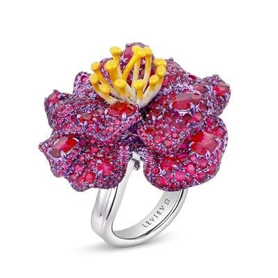 Ruby Hibiscus 3.22 Carat Ruby Ring in 18K White Gold