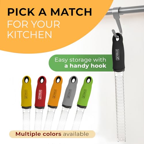 ORBLUE Lemon Zester and Grater – Stainless Steel Citrus Zester Tool for Lemon & Lime, Fine Zesting & Grating for Baking & Cooking - Black