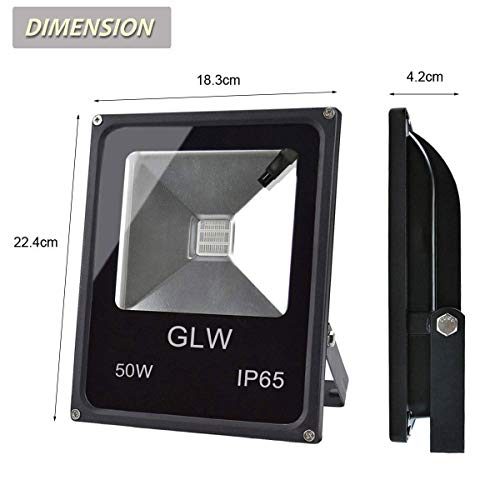 Glw Led Rgb Flood Light, 50W Outdoor Color Changing Lights With Remote Control, Ip65 Waterproof Dimmable Wall Washer Light, Flood Lamp 16 Colors 4 Modes With Us 3-Plug(2 Pack) #TOP5