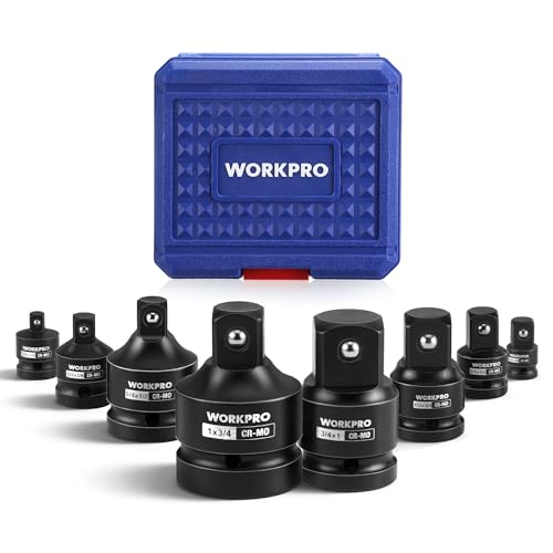 Image of WORKPRO 8-PC Impact Socket Adapter Set with Case, CR-MO Steel | 1 /4 inch,3 /8 inch,1 /2 inch,3 /4 inch,1 inch Drive Adapters, Impact Wrench Conversion Kit, Automotive & Mechanical Repair, Impact Grade