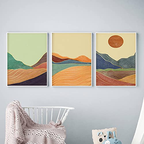 Peinture affiche soleil paysage abstrait pour habiller un grand mur vide
