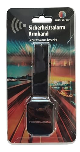120dB Alarm-Armband, Alarmsirene und Blitzlicht am Handgelenk, im Notfall mit Fingertipp aktiviert (Schwarz)