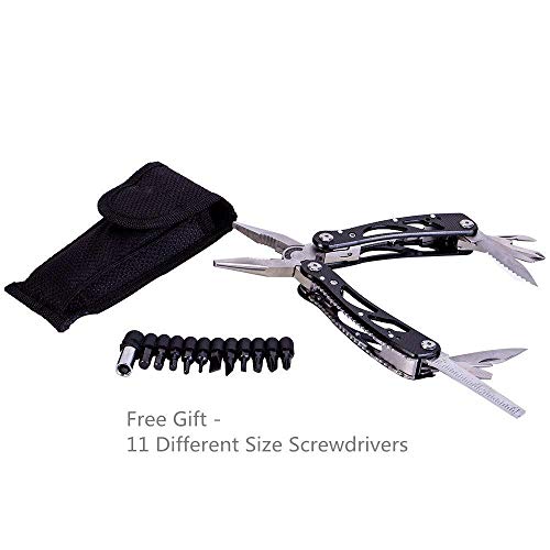 Multitools Folding Plier, Multipurpose Outdoor Survival Portable 13 In 1 Non Slip Pocket Multi Tool Set For Men With Pincers/Screwdriver Black #TOP2