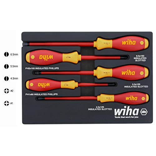 Image of Wiha 32081 Insulated Screwdriver Tray Set, 5-Piece Professional Tool Kit
