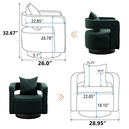 Oduwa Swivel Barrel Accent Chair Set Of 2,26" W Modern Round Boucle Arm Chair,Upholstered Comfy 360 Degree Swivel Single Circle Club Chair For Bedroom Living Room #TOP2