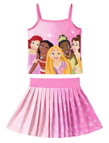Image of Disney Minnie Frozen Stitch Princess Toddler Girls' Tennis Skirt Sets Kids Athletic Camisole Top & Skort 2 Piece Outfit 2-9Y