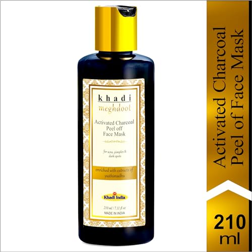 Image of Khadi Meghdoot Activated Charcoal Peel-Off Face Mask - Deep Cleansing, Detoxifying, Blackhead Removal, Skin Purifying, and Brightening - 100% Natural and Ayurvedic 210ml (Pack of 1)