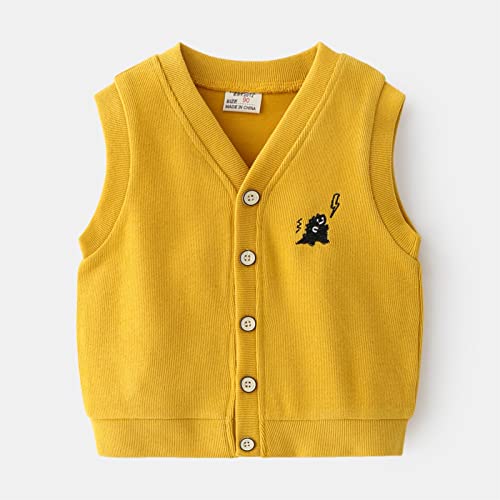 sfdgfhyf Toddler Boys School 𝐔niform Sweater Vest Button Down V-Neck Sleeveless Knitted Sweater Baby Dinosaur2