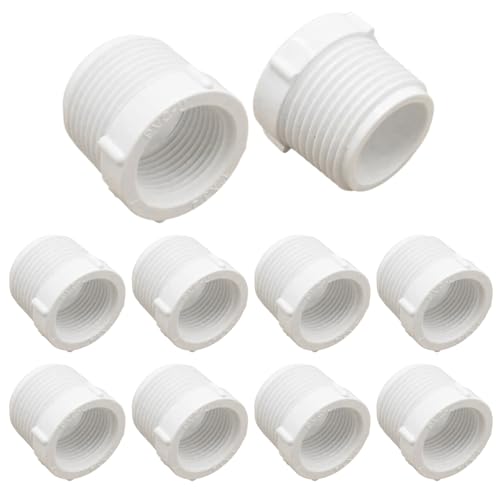 10Pcs 1-Inch External Thread to 3/4-Inch Internal Thread PVC Reducer Bushing for PVC Pipe Fittings, Adapter for Swimming Pools Outdoor Applications Cold Water Supply Lines (1in - 0.75in)