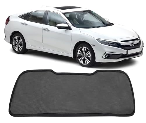 Image of Autofact Dicky Curtain for Civic 2020-2024 | Custom Fit Rear Windshield Sunshade | Foldable Mesh | Privacy & Cooling Car Accessory | Car Rear Sun Shade UV Block Easy Install Durable Black Mesh