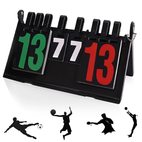 mizikuu Anzeigetafel 6 Stellig, Digit Flip Zähltafel Wettkämpfe Tragbare Punktetafel wasserdichte Scorebord 0-99 Sportanzeigetafel Punktezähler für Fußball Basketball Badminton Volleyball Tischtennis