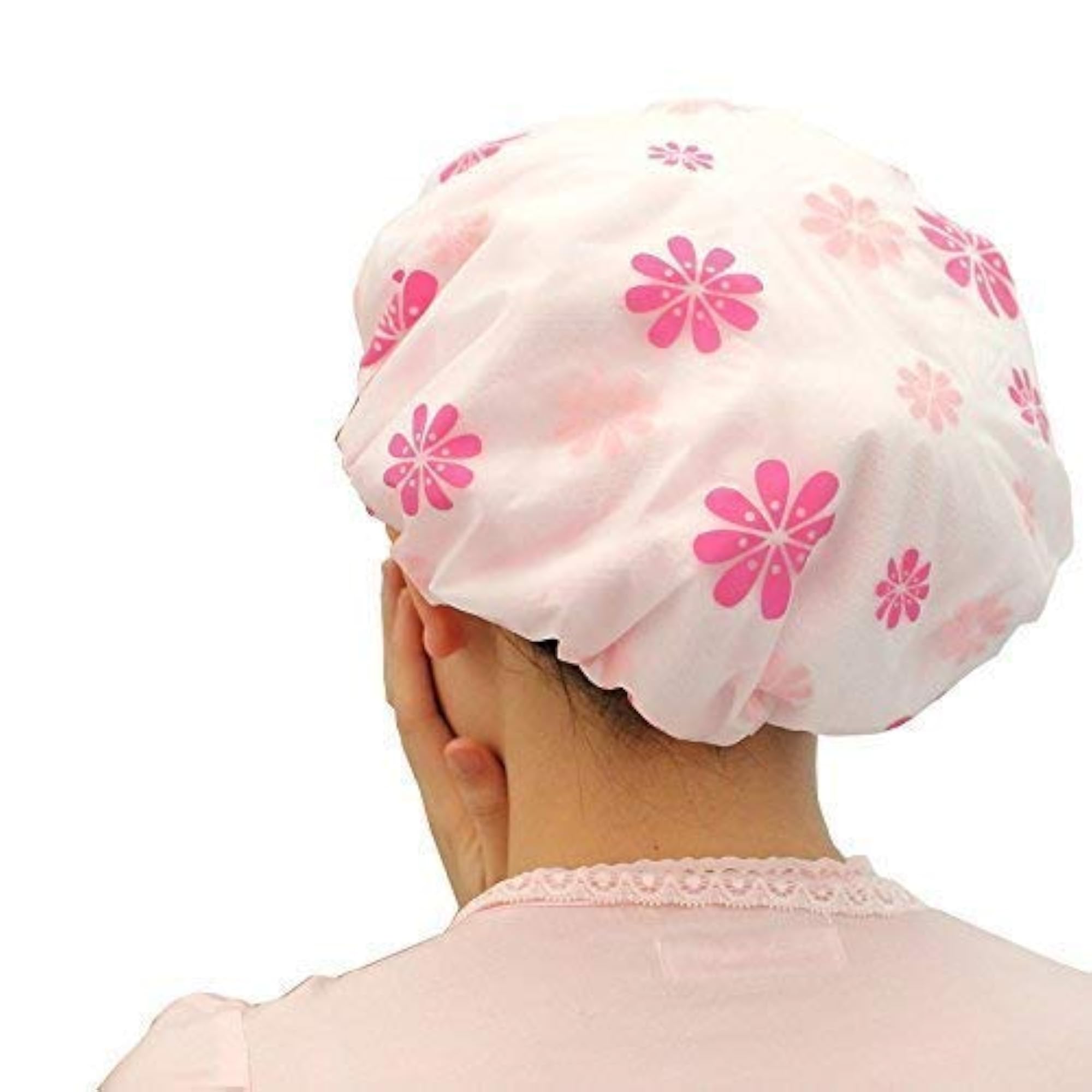 Waterproof EVA Plastic Shower Cap with Floral Design