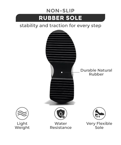 Project Cloud Memory Foam Sneakers - Non-Slip Work Shoes, Lace Up Running Footwear for Women - Fashion Sneakers 2024 (Serena, Black, 8.5)4