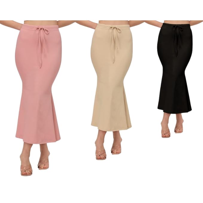 Image of Saree Shapewear Petticoat for Women | Fish Cut Mermaid Slim Fit Saree Shaper with Tummy Control & Side Slit | Stretchable Cotton Lycra Petticoat for Saree, Lehenga, Gown, Bridal Wear