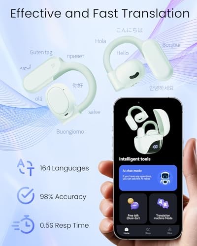 Image of AI Translation Earbuds Real Time 164 Languages 80H Playtime Translator Ear Buds Audifonos Traductores Ingles Espanol Wireless Earphone Bluetooth AI Headphone for Travel Meeting Learning K08 PearlWhite