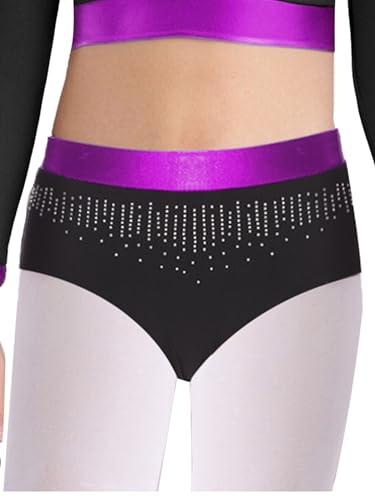 Kids Girls Glittery Rhinestones Briefs High Waist Gymnastics Dance Briefs Panties Underwear Shorts3