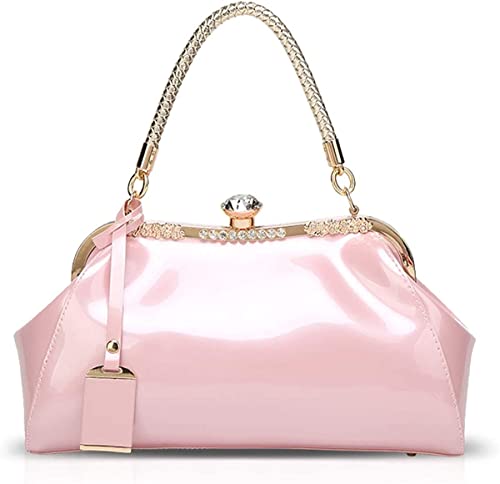 Sac à main rose verni brillant grand format avec bandoulière femme
