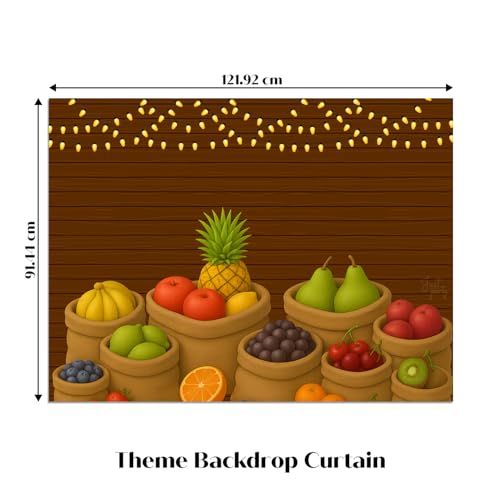 Image of Just Party Fruits Theme Party Decoration - 100 pcs Happy Birthday Decoration Kit for Kids | Fruits Theme Birthday Decoration Items for Boys & Girls |Includes Balloons, Backdrop Curtain, Props, Banners