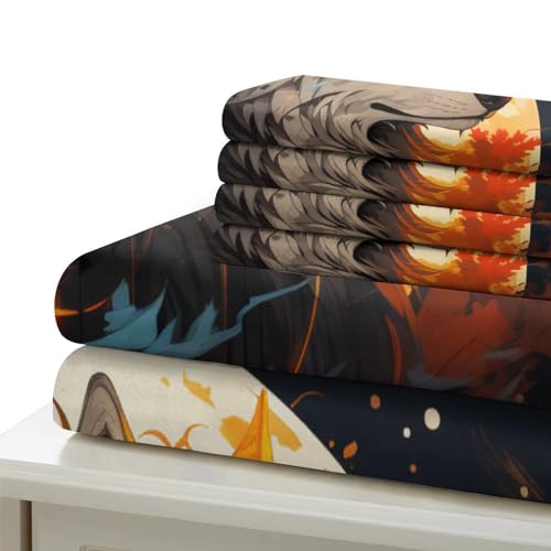Funda nórdica de lobo bifronte de 135x200 cm con fundas de almohada 7