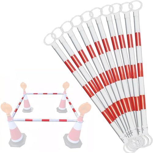 10 Pack 5-10 FT Retractable Traffic Cone Bar, Expandable Safety Barrier Connectors, Lightweight Plastic Road Block for Parking Lots & Construction Sites