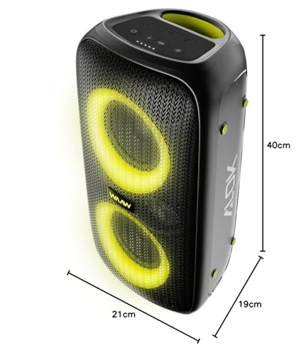 WAAW by ALOK Caixa de Som INFINITE 100 Bluetooth, Tipo Torre, Até 14h de Autonomia, 4 Alto-Falantes, TWS, 100W RMS glide