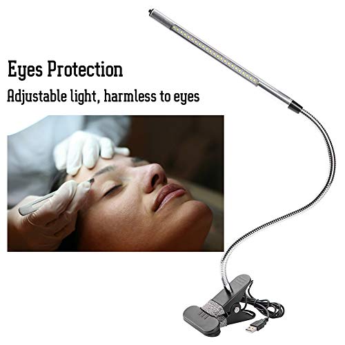 Tattoo Lamp, Portable USB LED Clip Table Lamp Adjustable Desk Light for Tattoo/Manicure/Makeup Black - Image 3