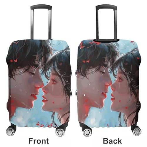 Anime Style Couple Luggage Cover for Suitcase Tsa Approved Stylish Suitcase Covers Washable Stretch Suitcase Protector Anti-Scratch Travel Baggage Covers for 19-32 Inch Luggage3