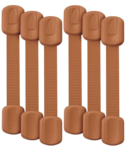 Bates- Child Safety Strap Locks, 6 Pack, Reno Sand, Baby Cabinet Locks with Adjustable Strap Length