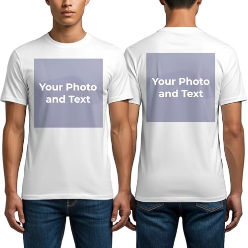 Cimpress Personalized Cotton Men’s T-Shirt, Custom Cotton Shirt with Photo, Text, or Logo, White or Black, Sizes S to 3XL (UK, Alpha, 3XL, Regular, Regular, White)