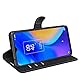 Kompatibel mit TCL 20 SE Display 6.82 T761H T671H Abdeckung Schutzhülle Cover Stand Flip Buch Buch Gel Silikon Magnetschutz Eco Leder Kartenfach (Schwarz)