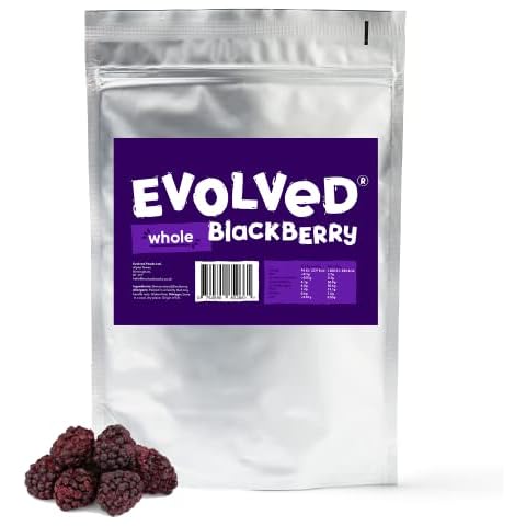 Evolved Freeze Dried Blackberry Whole - Freeze Dried Berries with No Added Sugar | 100% Natural and Vegan Friendly | Perfect for Baking, Edible Cake & Decorations - 90g pouch Cover