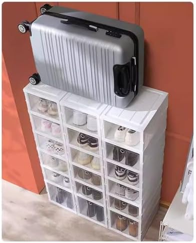 Folding Transparent Shoe Rack Organizer - One-Pull Shoe Storage Box, Stackable Shoe Shelf for Easy Access, 9-Ply Color Options - Perfect for Home & Closet Organization