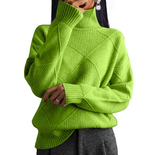 DMOYALA Oversized Womens Turtleneck Sweaters Lightweight Cable Knit Pullover Casual