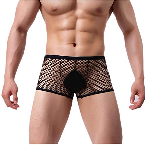 Kwelt Homme sous-vêtements Lingerie Homme Boxer Résille Transparente Slip Respirante Caleçon Briefs,XL,Noir Cover