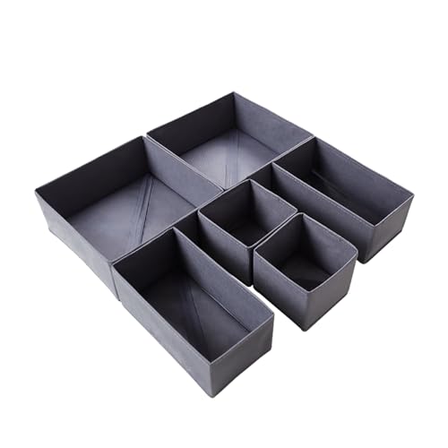 ManGotree 6 Pack Clothes Drawer Organizers, Foldable Dresser Organizer for Closet, Drawer Divider Storage Boxes for Clothing, Underwear, Socks, Bras, Scarves, Ties (Grey)