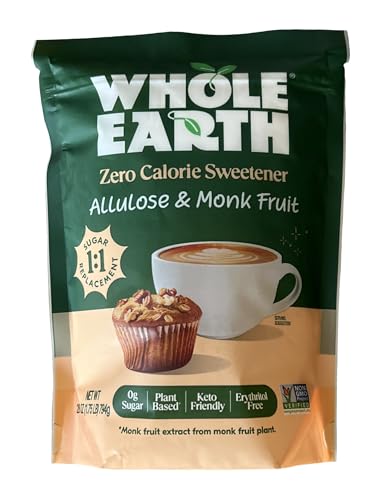 Plant-Based Sugar Alternative – Allulose & Monk Fruit Sweetener Blend, Zero Sugar, Low Calorie, Keto Friendly, No Artificial Sweeteners, 1.75 lb (28 oz) Bag