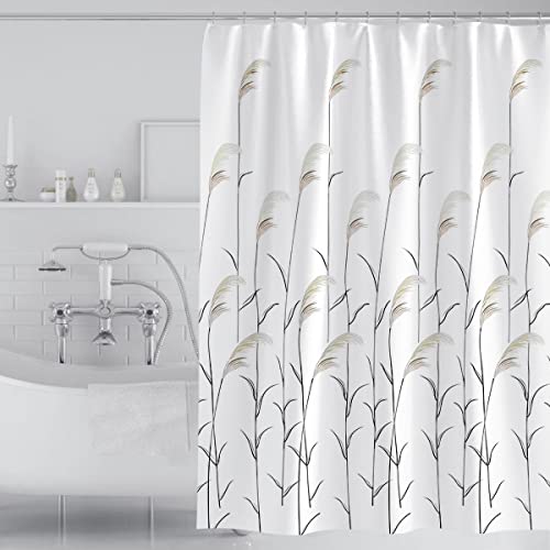 Tennove Duschvorhang 280 x 200cm Anti-Schimmel Wasserdichter Polyester Stoff Duschvorhang für Badezimmer Extra Langer Badevorhang mit Haken, waschbar und beschwertem Saum Cover