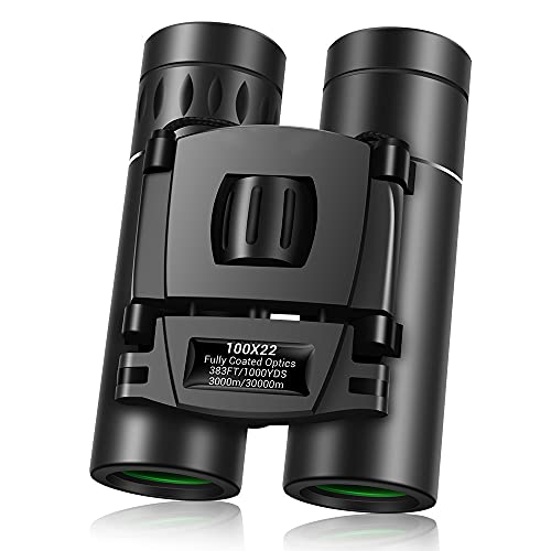 KJHG 100x22 Professional HD Telescope,30000M Long Range Folding Mini HD Telescope Pocket Binoculars for Bird Watching,Travel,Concerts,Camping,Hiking with Weak Light Night Vision, Black