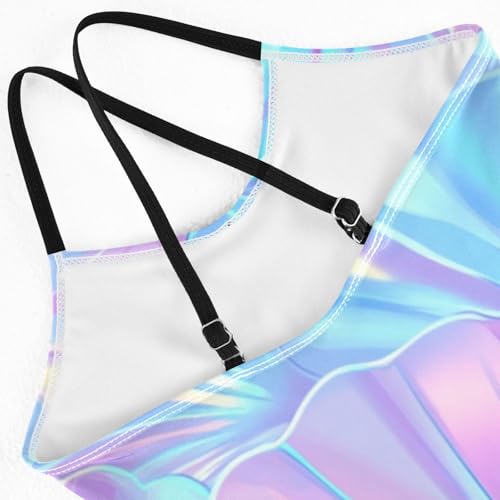 susiyo Rainbow Mermaid Tail Shell Girls One Piece Swimsuits with Adjustable Straps Bathing Suits for 3-10 Years Old4