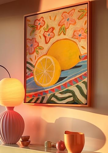 Impression citron XINBAO décoration murale agrumes 70x100 cm encadrée