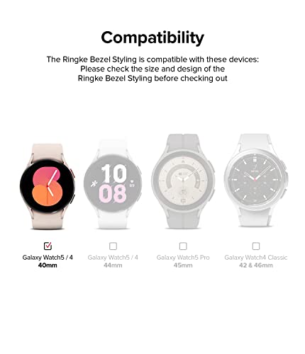 Image of Ringke Bezel Styling Compatible with Samsung Galaxy Watch 4 40mm / Galaxy Watch FE Accessory Adhesive Frame Ring Cover Anti Scratch [Stainless Steel] Protection - Silver [40-04]