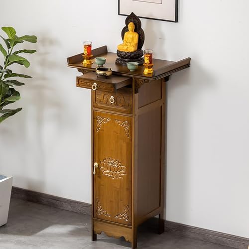 Altar Table Personal Meditation Shrine with Storage, Small Altar Cabinet Prayer Corner Furniture, Chinese Cabinet Pedestal Offering Table(60cm/23.6in)