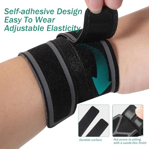 Image of 2 Pack Wrist Brace for Right & Left Hand, Ultra-Thin Compression Wrist Band Adjustable Wrist Wrap for Tendonitis, Arthritis, Weightlifting, Sports