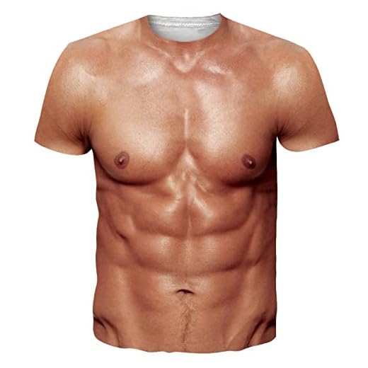 chicolife Hommes Muscle Chemises 3D À Manches Courtes Imprimé Viande Chemise D'été Casual T-Shirts Adulte Col Rond T-Shirts pour Sport M